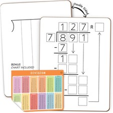 Long Division Dry Erase Board 9x12, Double Sided Math Whiteboard