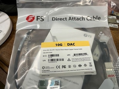 10. FS SFPP-PC005 0.5m (2ft) 10G SFP+ Passive Direct Attach Copper Twinax Cable