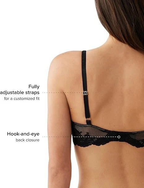 Wacoal  853384 Vivid Attraction Contour Bra 38C MSRP $74 Black NWT