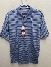 NEW Men's Grand Slam Golf Polo Shirt Blue Mirage HTR Large Short Sleeve NWT 55