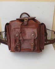 ZAINO CUOIO H.37 L.40 P.20 ZAINO PELLE MARRONE  ZAINO MOTO RIGENERATO E PULITO 