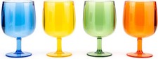 Classic Stackable 12 ounce Plastic Wine Stems Acrylic Glasses, set of 4