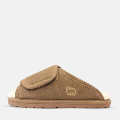 Lamo Women's Open Toe Wrap Wide Slipper Chestnut
