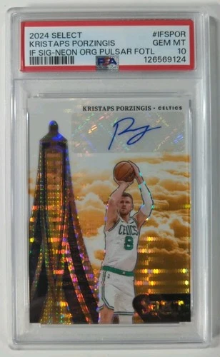 24-25 Select FOTL Kristaps Porzingis Auto Orange Pulsar /30 SSP Celtics PSA 10