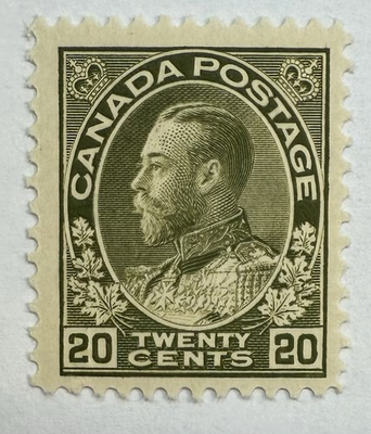 #ad Canada #119 1925 olive green George V “Admiral Series” Issue MLH VF; $150 UCV $39.00