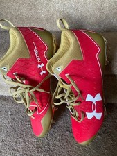 RED/GOLD NITRO SELECT UNDER ARMOUR BASEBALL CLEATS MENS 13