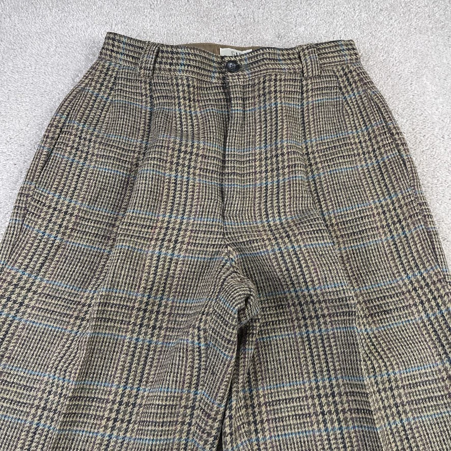 Pantalones Gap Vintage Para Mujer 8 Marrón Glen Lana a Cuadros Mohair Plisado Puños Carrera Foto 2 de 4