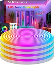 Led Neon Rope Lights 50FT Flexible Strip Light Control with App Remote Multiple