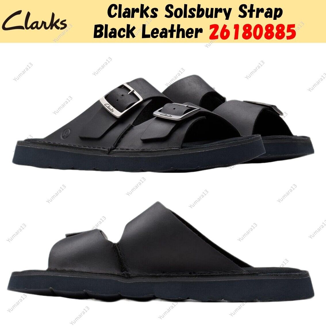 Clarks|SANDALS (Solsbury Strap (26180883)) Clarks Solsbury Strap Black Leather 26180885 UK 4-13 | eBay