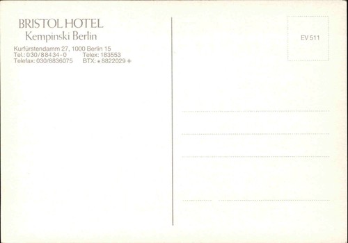 BERLIN Bristol Hotel Kempinski Kurfürstendamm Postkarte Ansichtskarte ungelaufen - Bild 2 von 2