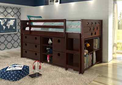 Tristan Loft Bed with Storage, Bookshelves, and Dresser in One | eBay