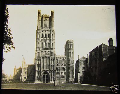 Glas Magic Laterne Dia ELY CATHEDRAL WEST FRONT C1890 L6 ENGLAND LINCOLNSHIRE