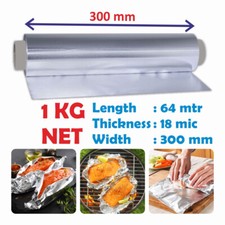 Premium Heavy-Duty Kitchen Foil, 18 Micron Aluminium Foil Roll, 300mm x 64M