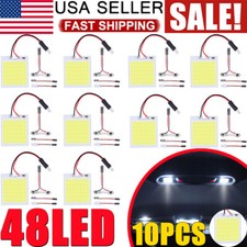10x Cob 48smd White Led Light Panel Festoon T10 Ba9s Car Interior Dome Map Bulbs