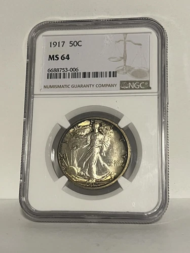 1917 Walking Liberty Silver Half Dollar NGC MS64 GEM TONER