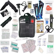 Survival and Med Kit 150+ Emergency Kit Bug Out Gear Survival Kit 3 Black