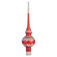 11-inch Red Glass Christmas Tree Topper Ukrainian Finial Ornament Tree Top