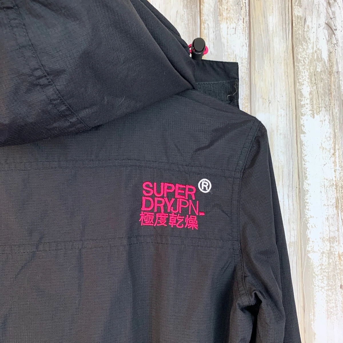 SUPERDRY Japan Black Pink Windcheater Mesh Lining Double Zip Jacket Coat S  Small | eBay