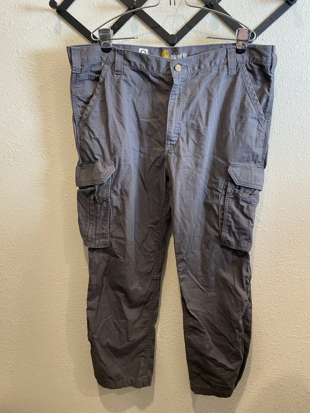 Carhartt Men’s Cargo Relaxed Fit Force Pants, Gray Size 40