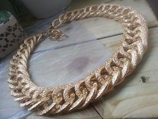 1970' / 80's Eloxal  Curb Link Gold Coloured Necklace With T-Bar Clasp