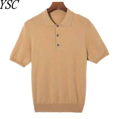 2024Classic Men Knitwear Blend Sweater Pullover Polo Neck T-Shirt Short Sleeved