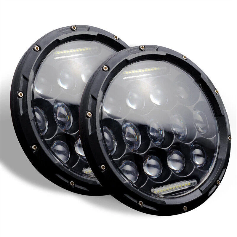 Pair 7inch Round LED Headlights Hi/Lo DRL Beam For Suzuki Sierra SJ80 SJ80V LJ80 - image 3 of 4
