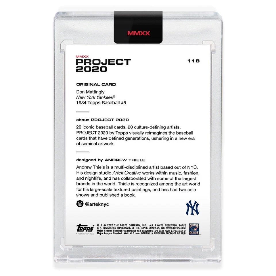 Topps PROJECT 2020 Card #118 Don Mattingly by Andrew Thiele Pre-Sell W/Box - Image 3 of 3