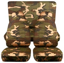 Front And Rear Car Seat Covers Fits Jeep Wrangler Yj-tj-lj 1985-2006 Camouflage