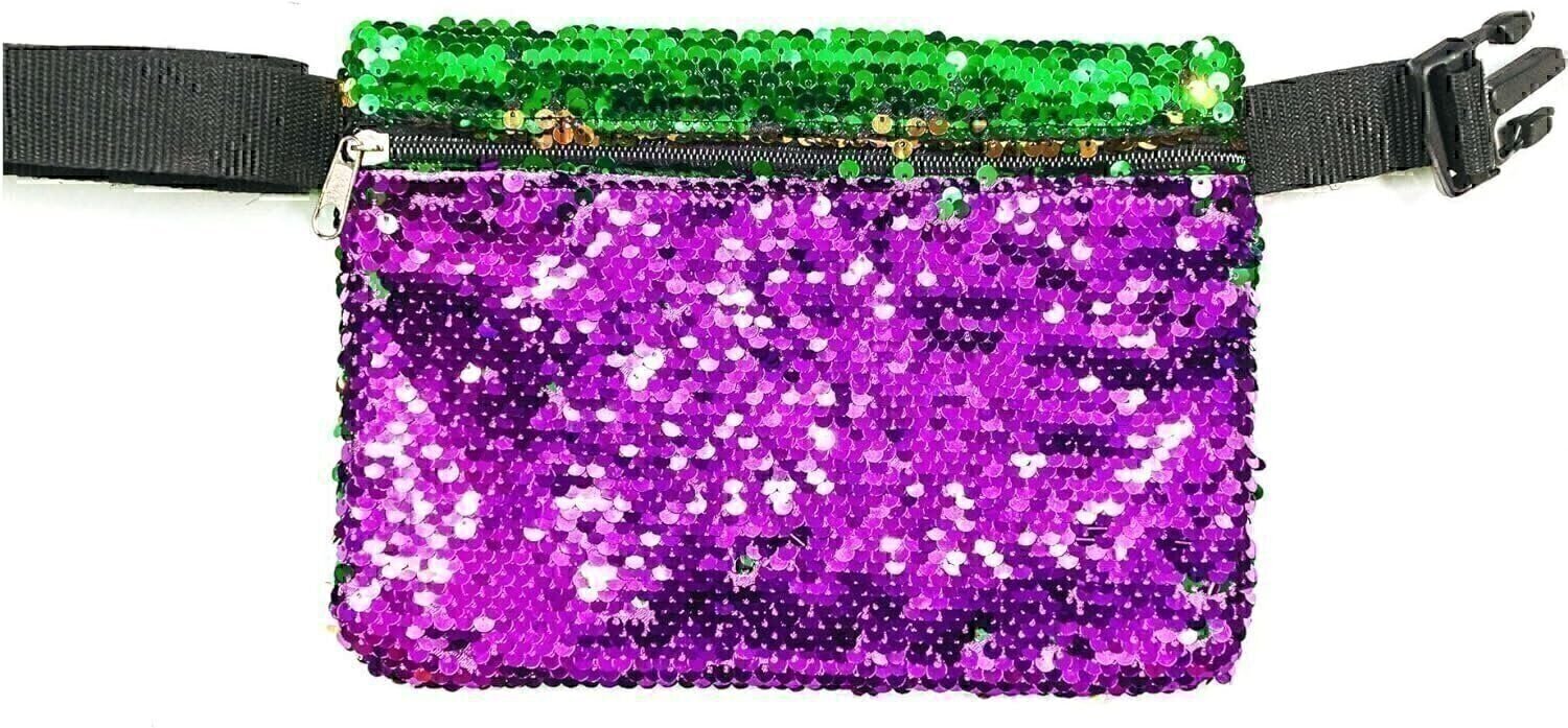 Mardi Gras Krewe Mardi Gras Accessories Sequin Purse Fanny Bag, Everywhere...