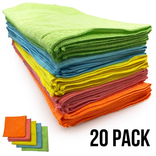 Microfibre Cleaning Cloths 40x40 cm Drying  Window Car 20x Kitchen Cleaner Large