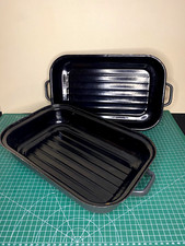 Emaille-Bräter emaillierter Bräter Bratpfanne Brattopf mit Deckel 2,9 L schwarz