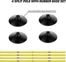 AKA SPORTS 4 x 1m  Agility Training Poles with Rubber Base for Soccer and Field