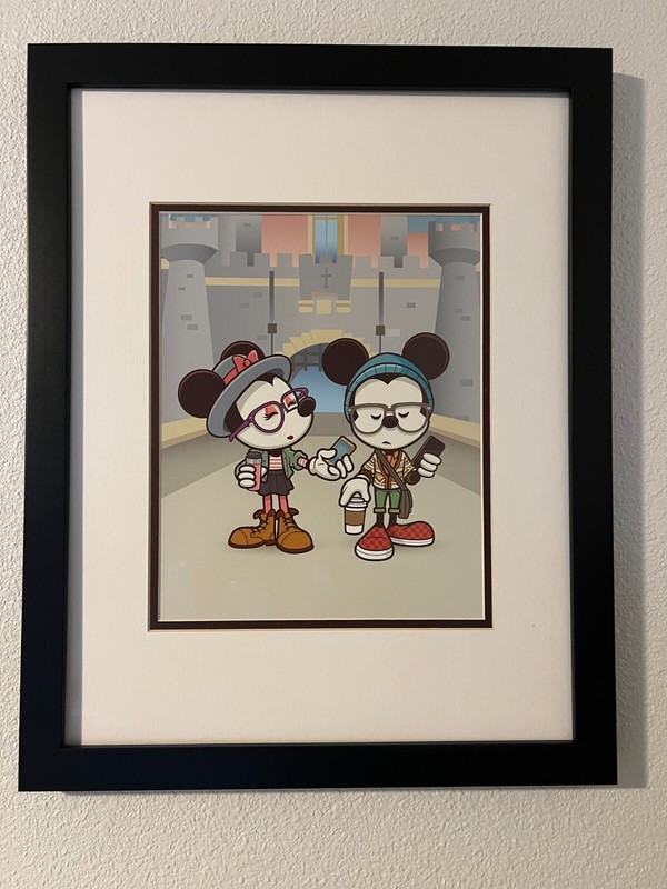 mickey mouse and minie mouse poster with frame