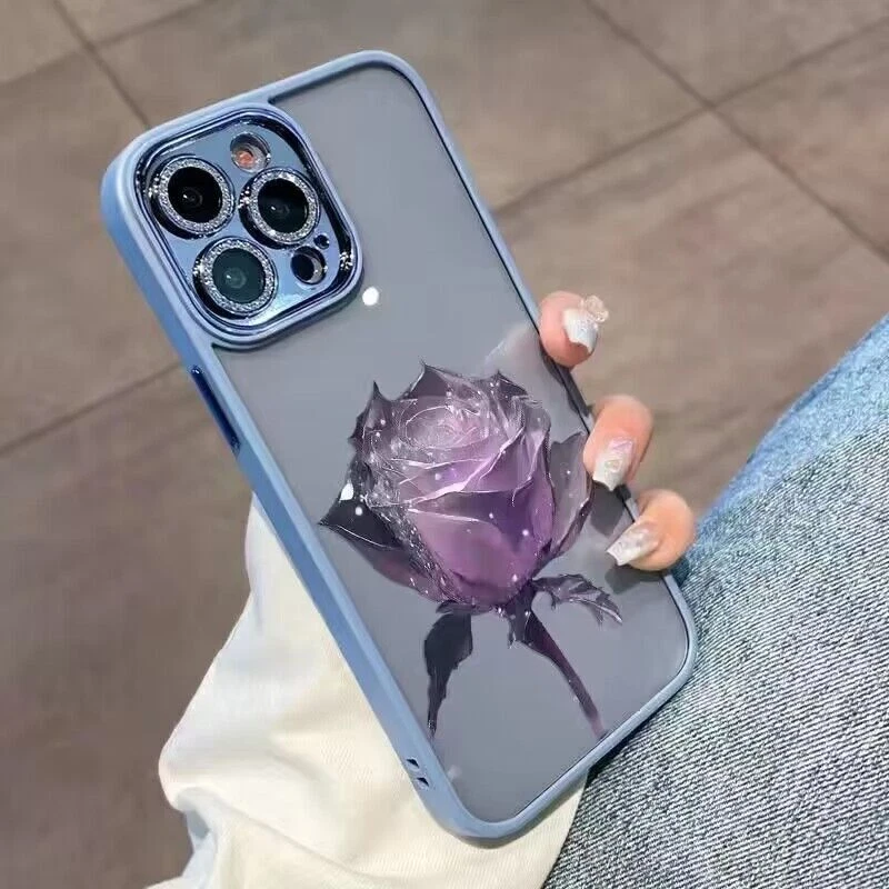 Funda protectora delgada de lujo con lente floral para iPhone 15 Pro Max 14 13 12 para mujer Foto 3 de 4