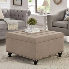 Storage Ottoman Bench button tufted Coffee Table Footrest for LivingRoom Bedroom
