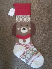 Pottery Barn Kids Classic Fair Isle Christmas Stocking Dog mono "Alyssa"