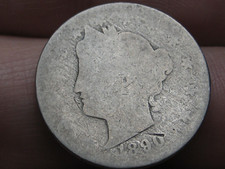 1890 Liberty Head V Nickel 5 Cent Piece- About Good Details