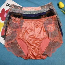Pack Of 5 Women Ladies Sexy Satin Panties Underwear Full Coverage Brief Lingerie