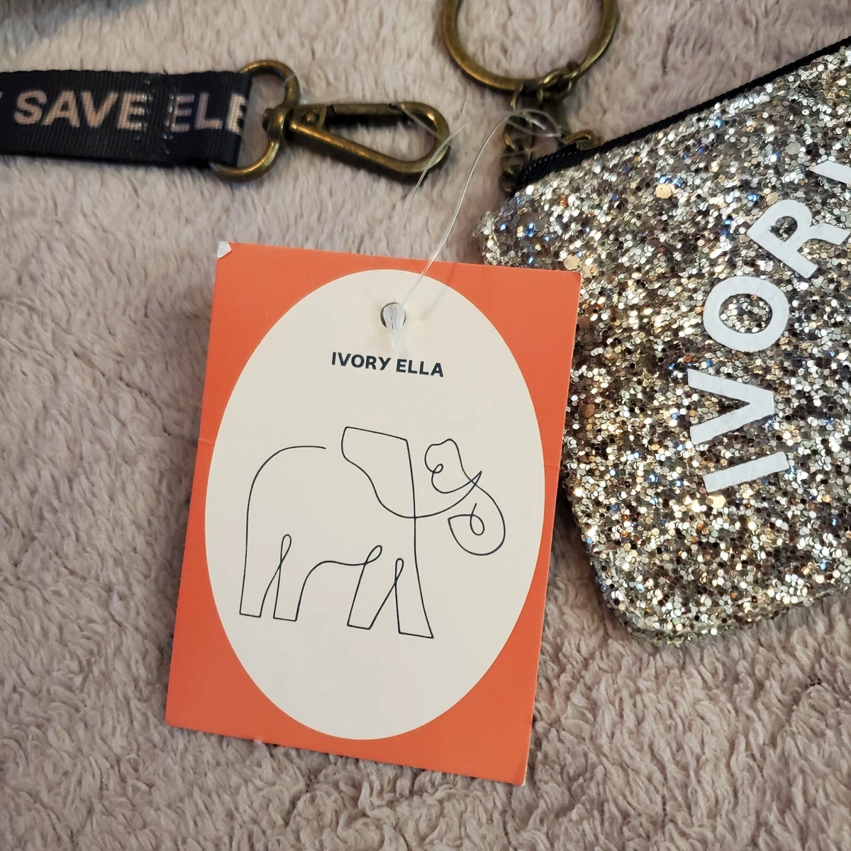 NWT Ivory Ella Lanyard ID Case Glitter Ombr Silver Gold Bronze