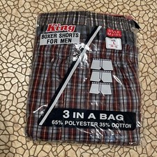 3 Pack Boxer Shorts Men Trunk Plaid Checker Trunk Shorts Underwear Lot Cotton