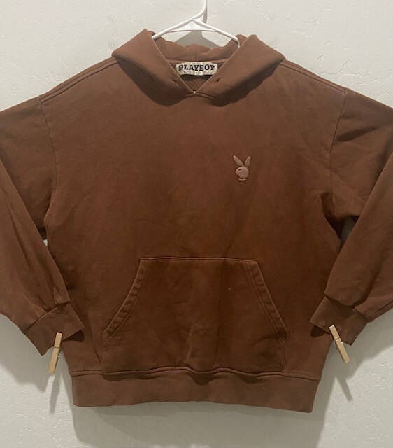 Adult Size M Playboy Pullover Hoodie Long Sleeve Brown Heavyweight Blend |  eBay