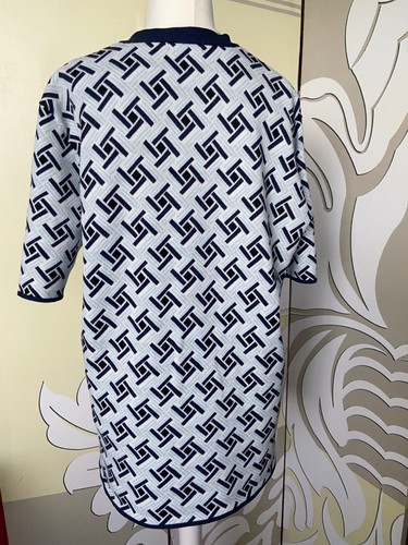 COS Cardigan Long-Strickjacke Gr. L Weiß-Blau grafisches Muster NEU uhne Etiket - Bild 5 von 10