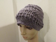 NEW Crochet Beanie Fitted Skull Hat Handmade in USA Men Women Purple Textured