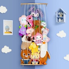 Teddy Storage,Wood Soft Toy Storage,Corner Teddy Bear Storage Hanging Shelves w