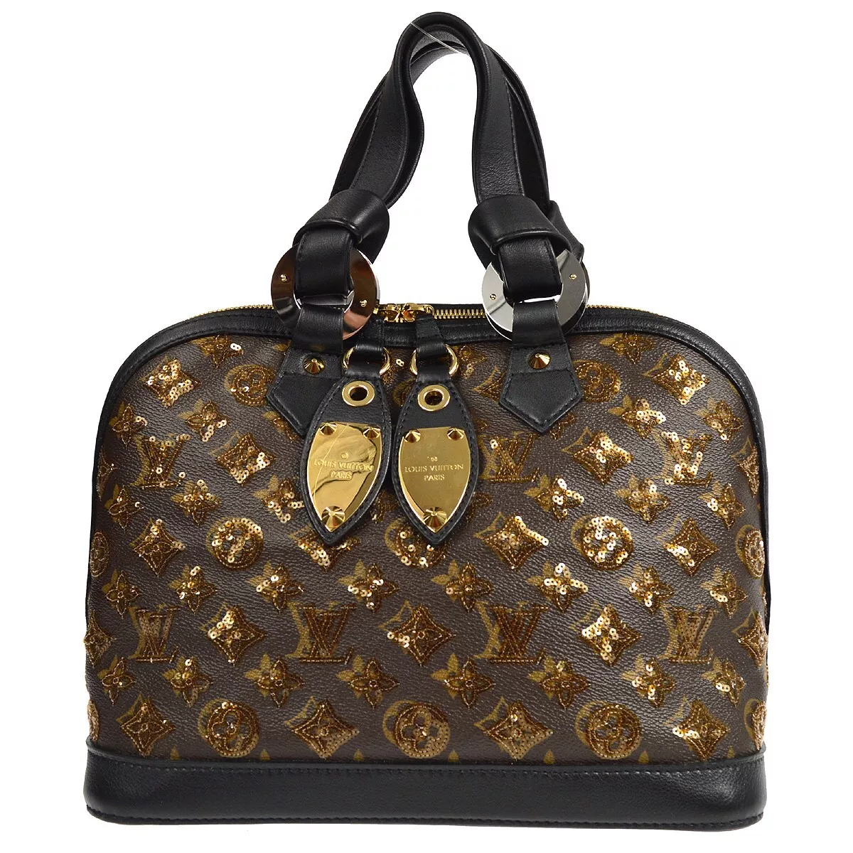 LOUIS VUITTON ALMA HANDBAG PURSE MONOGRAM ECLIPSE BLACK M40246 FL4009 56501