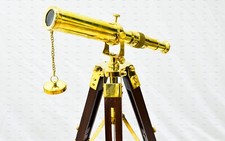 Nautical Brass Antique Telescope Spyglass with Wooden Stand Home D cor Gift