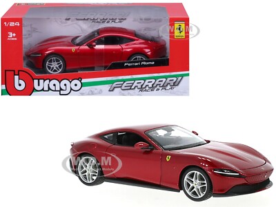 FERRARI ROMA RED METALLIC 1/24 DIECAST MODEL CAR BY BBURAGO 26029