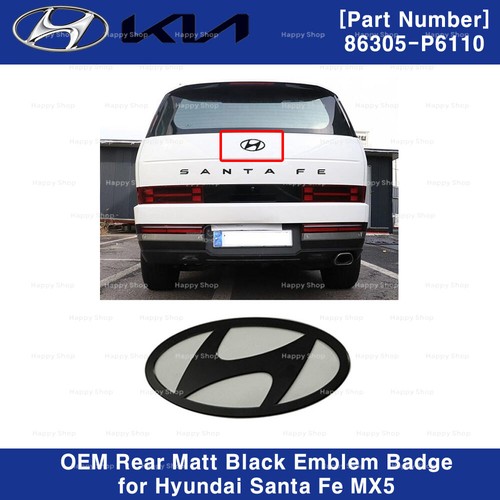 Genuine OEM Matt Black Emblem Badge 3p Set for Hyundai SANTAFE MX5 2023-2024 - Picture 4 of 7