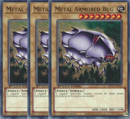 Yugioh - Metal Armored Bug x 3 - 1st Edition NM - Free Holographic Card Yugioh - Metal Armored Bug x 3 - 1st Edition NM - Free Holographic Card