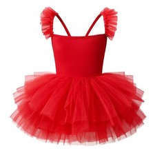 Little Girls Ballet Leotard Sleeveless Back Cross Tulle Dress Dance Leotard f...
